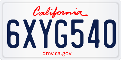 CA license plate 6XYG540