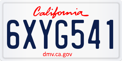 CA license plate 6XYG541