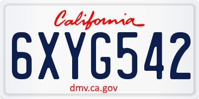 CA license plate 6XYG542