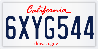 CA license plate 6XYG544