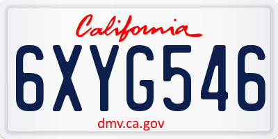 CA license plate 6XYG546