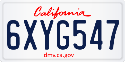 CA license plate 6XYG547