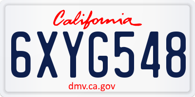 CA license plate 6XYG548