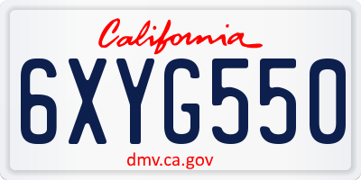 CA license plate 6XYG550