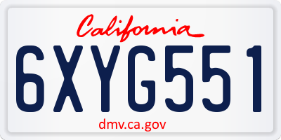 CA license plate 6XYG551