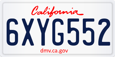 CA license plate 6XYG552