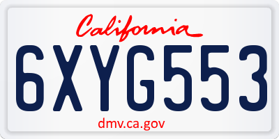 CA license plate 6XYG553