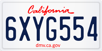 CA license plate 6XYG554