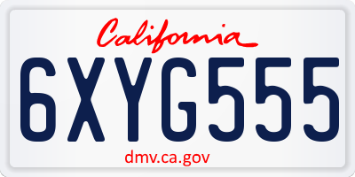 CA license plate 6XYG555