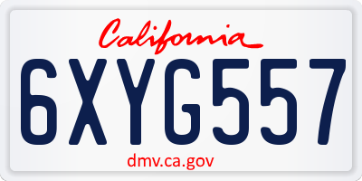 CA license plate 6XYG557