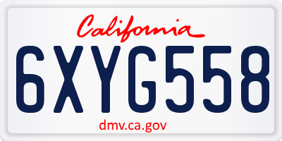 CA license plate 6XYG558