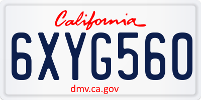 CA license plate 6XYG560