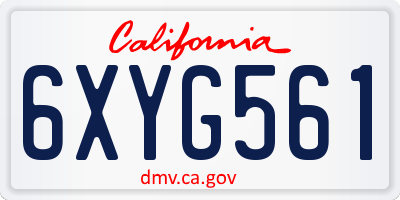 CA license plate 6XYG561