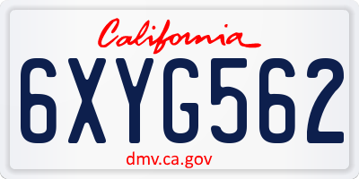 CA license plate 6XYG562