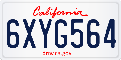 CA license plate 6XYG564