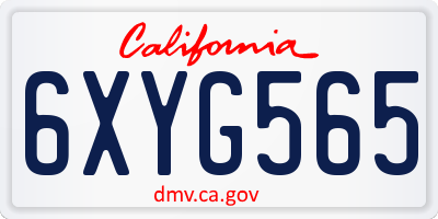 CA license plate 6XYG565