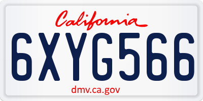 CA license plate 6XYG566
