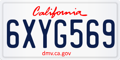 CA license plate 6XYG569