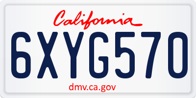 CA license plate 6XYG570