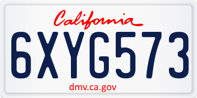 CA license plate 6XYG573