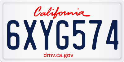 CA license plate 6XYG574