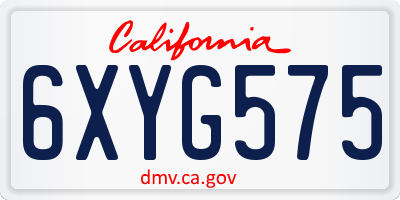 CA license plate 6XYG575