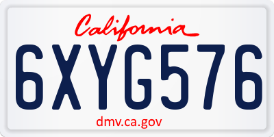CA license plate 6XYG576
