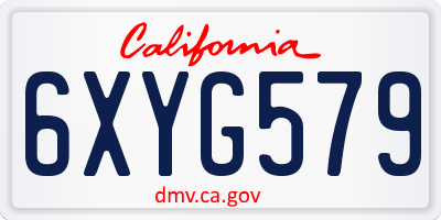 CA license plate 6XYG579