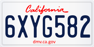 CA license plate 6XYG582