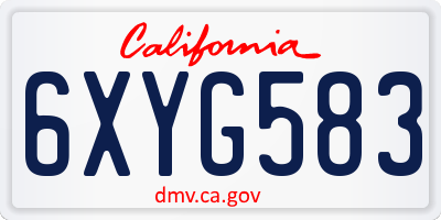 CA license plate 6XYG583