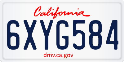 CA license plate 6XYG584