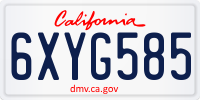 CA license plate 6XYG585