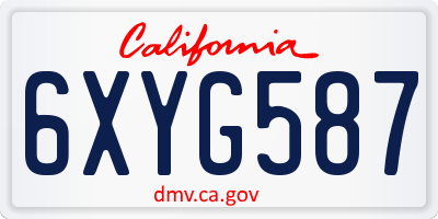 CA license plate 6XYG587