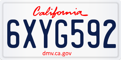 CA license plate 6XYG592