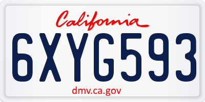 CA license plate 6XYG593