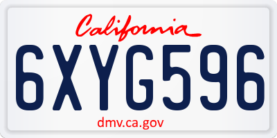 CA license plate 6XYG596