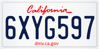 CA license plate 6XYG597