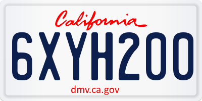CA license plate 6XYH200