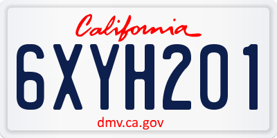 CA license plate 6XYH201