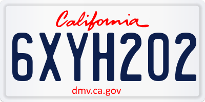 CA license plate 6XYH202