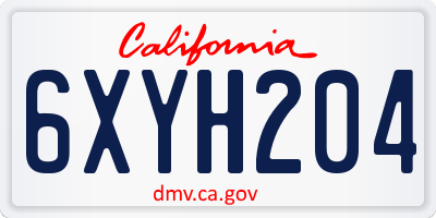 CA license plate 6XYH204