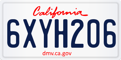 CA license plate 6XYH206