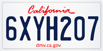 CA license plate 6XYH207