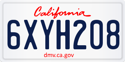 CA license plate 6XYH208