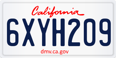 CA license plate 6XYH209