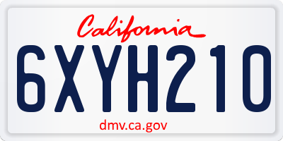 CA license plate 6XYH210