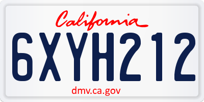CA license plate 6XYH212