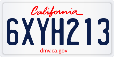 CA license plate 6XYH213