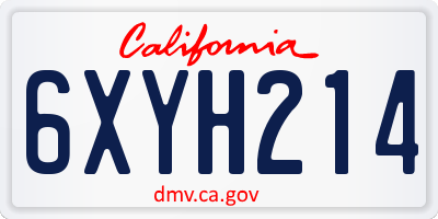 CA license plate 6XYH214