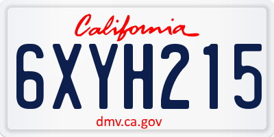 CA license plate 6XYH215